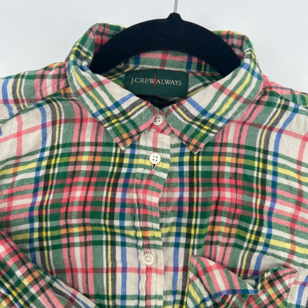 J.Crew Always Classic Plaid Button-Up Long Sleeve‎ Shirt - Women's Size 0